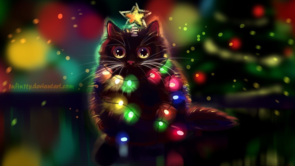 Новогодний кот арт