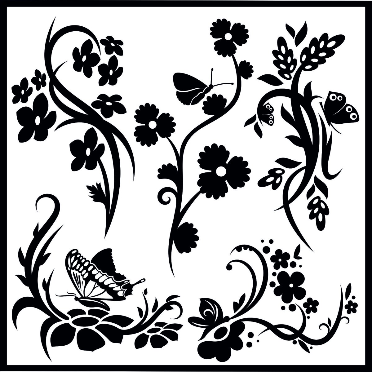 Орнамент из цветов в полосе