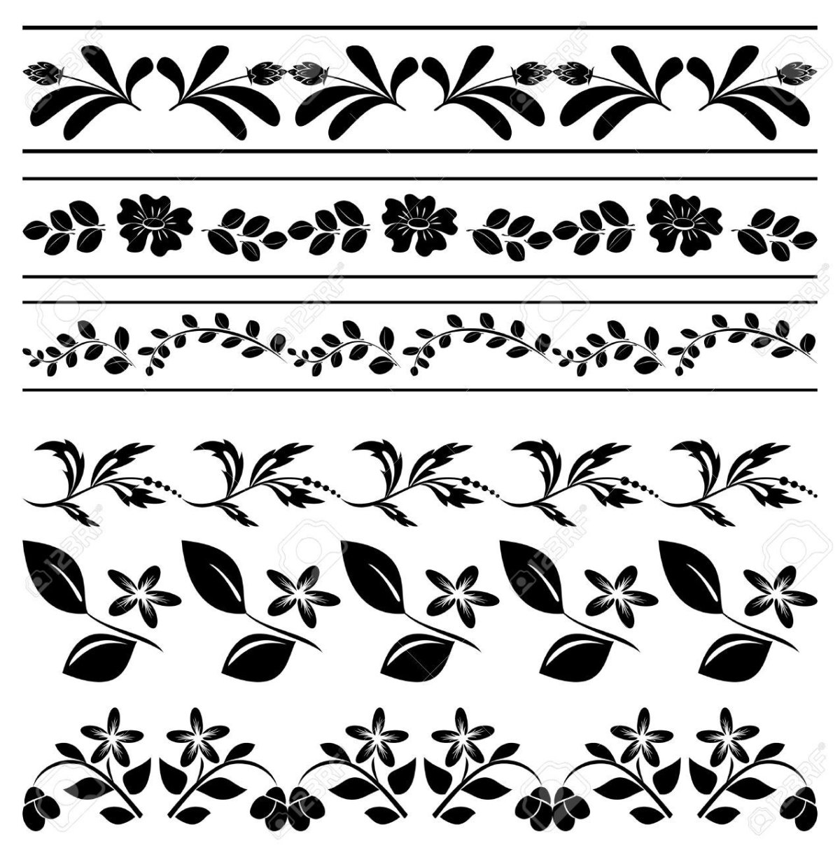 Цветочный орнамент в полосе