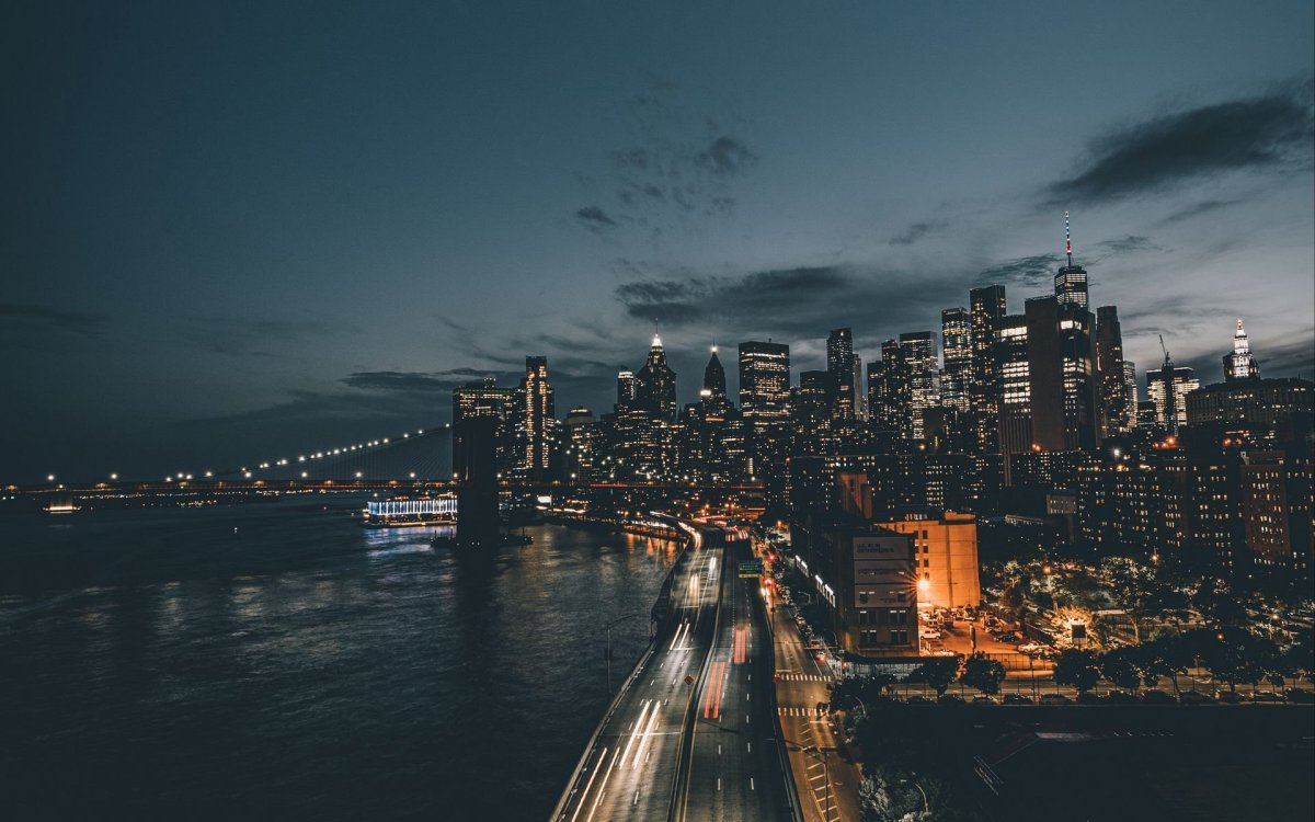 Ночной город Нью-Йорк 4к
