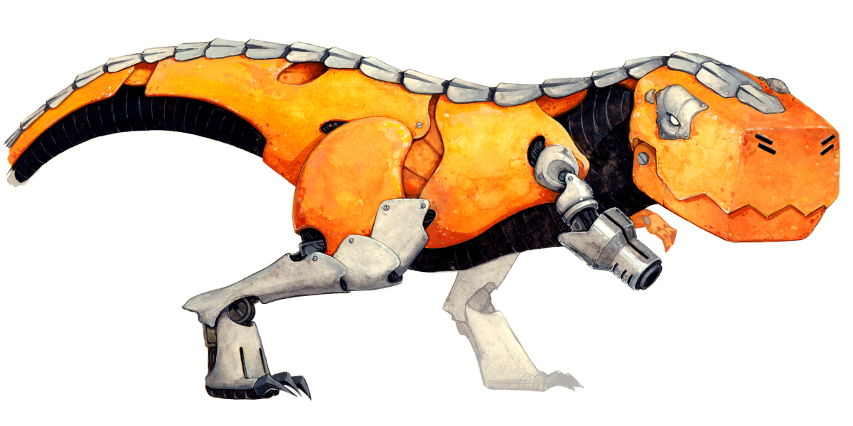 Гигантский робот динозавр