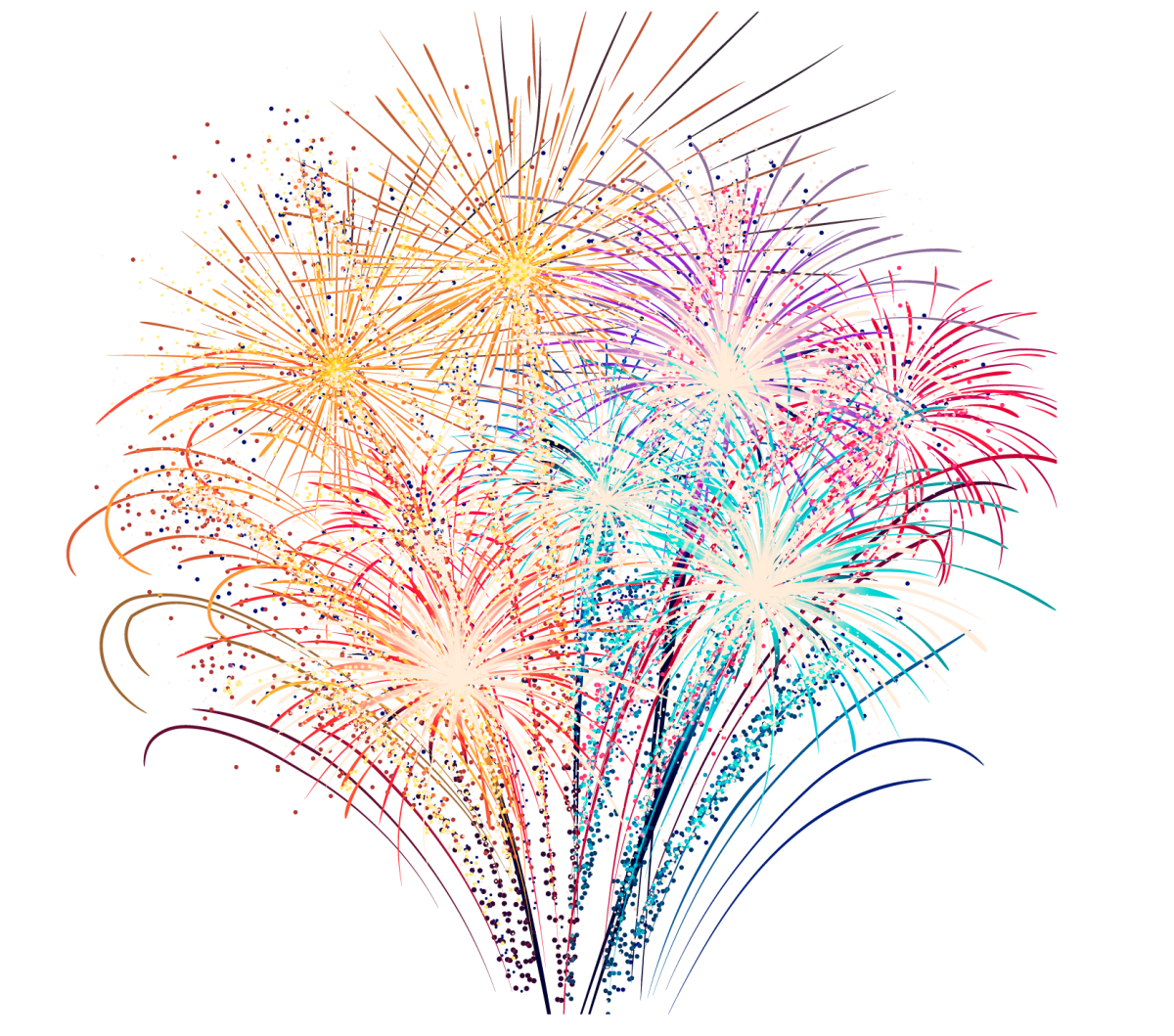 Салют на белом фоне