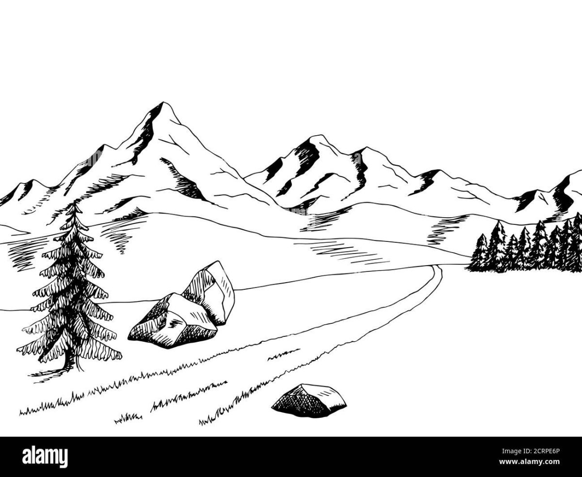 Гравировка горы