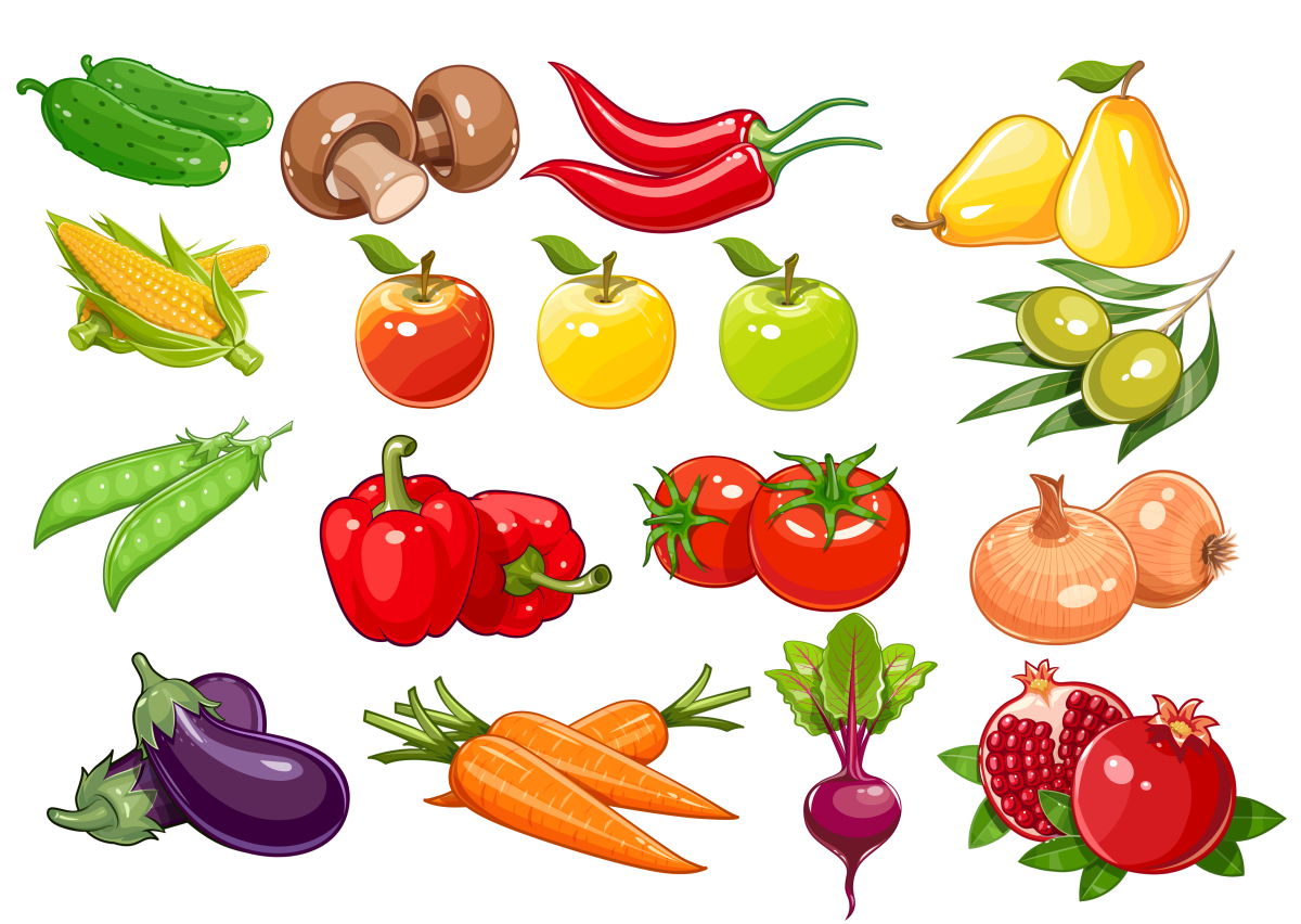 Овощи и фрукты иллюстрации