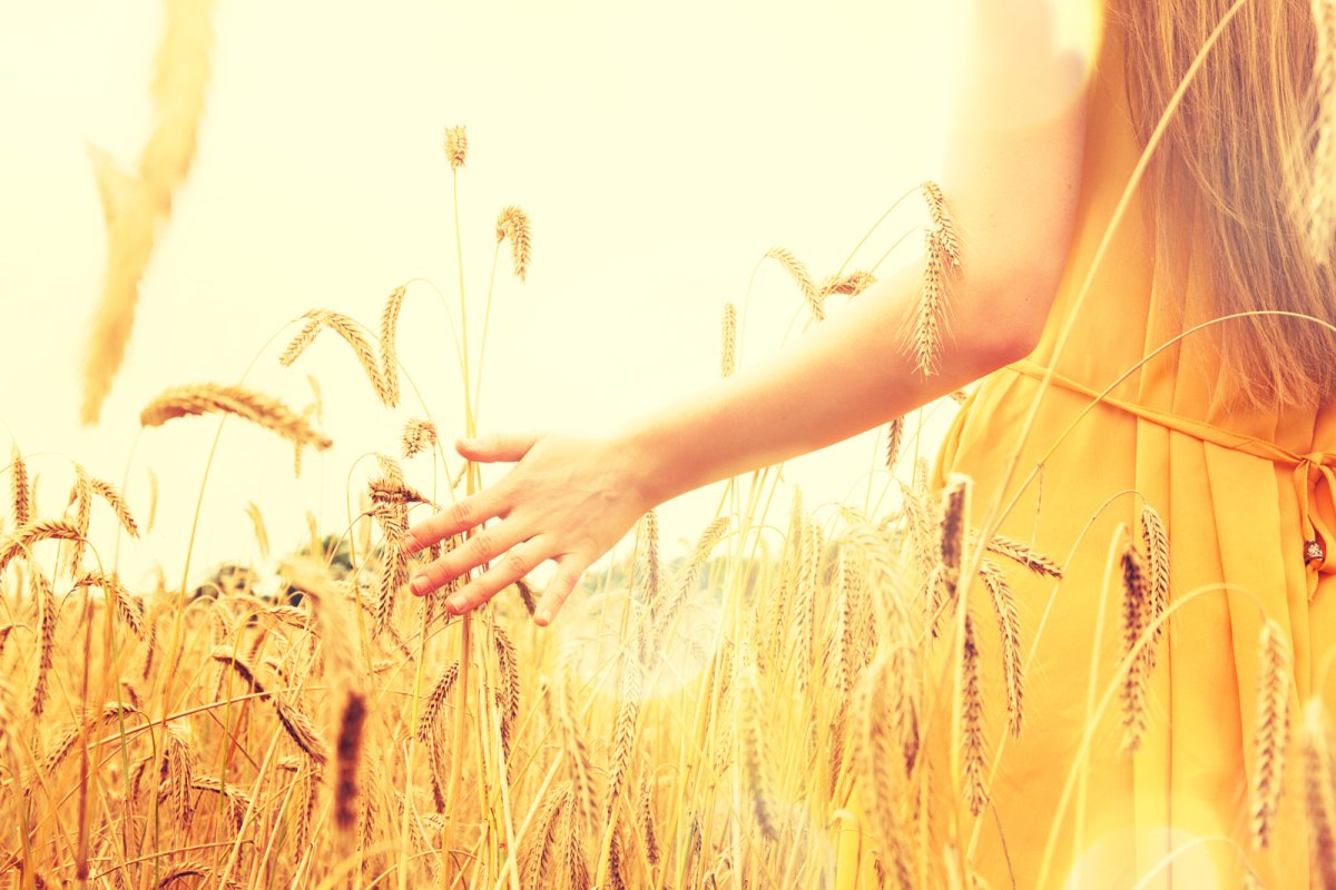 Девушка идет по полю