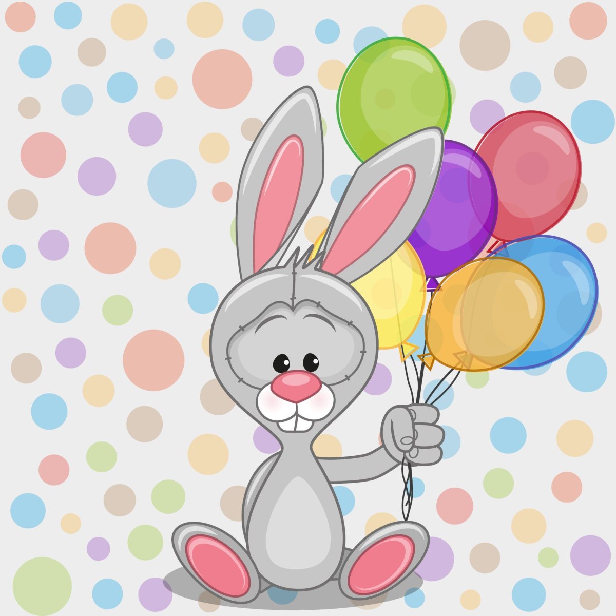 Открытка зайчик на шарике