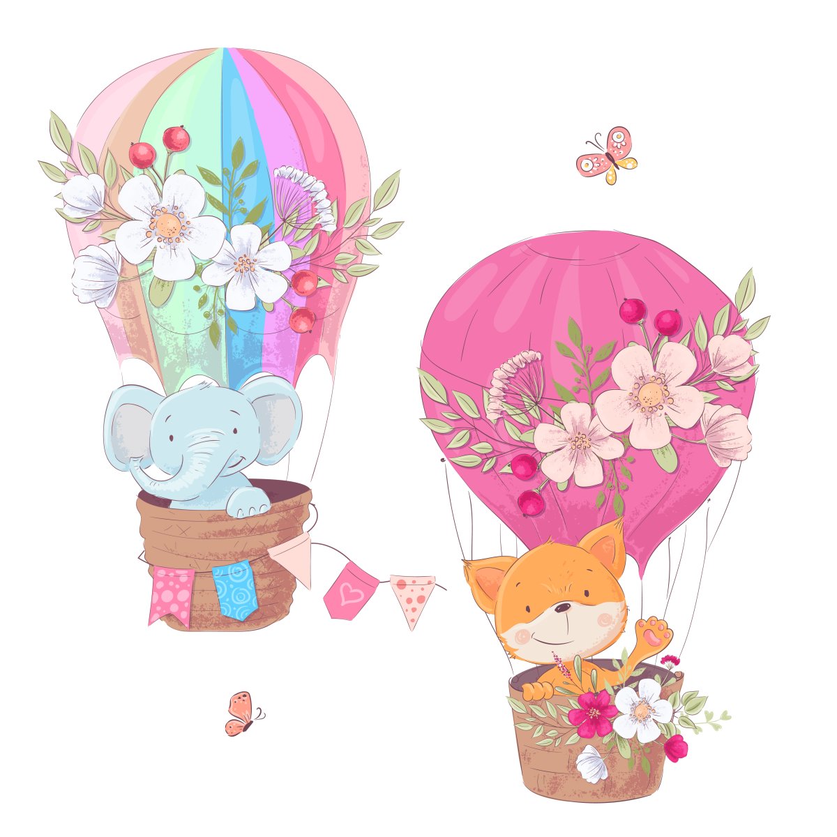 Милый Зайка на воздушном шаре