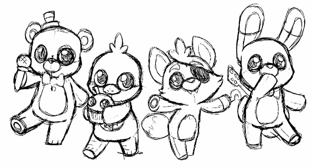 Фредди Бонни чика Фокси раскраска