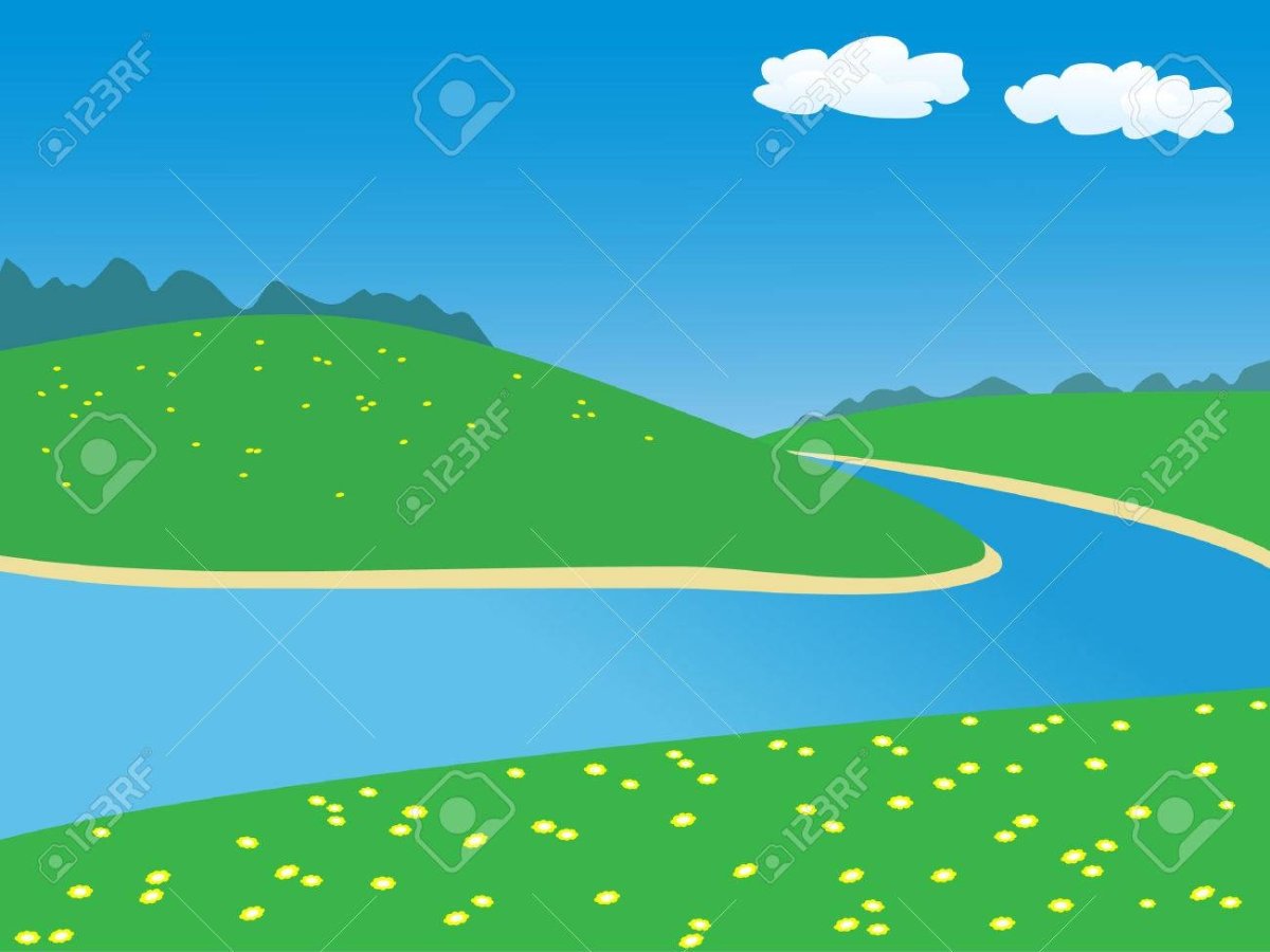 Мультяшная широкая река