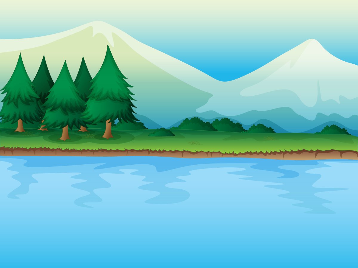 Мультяшный лес с ручьем