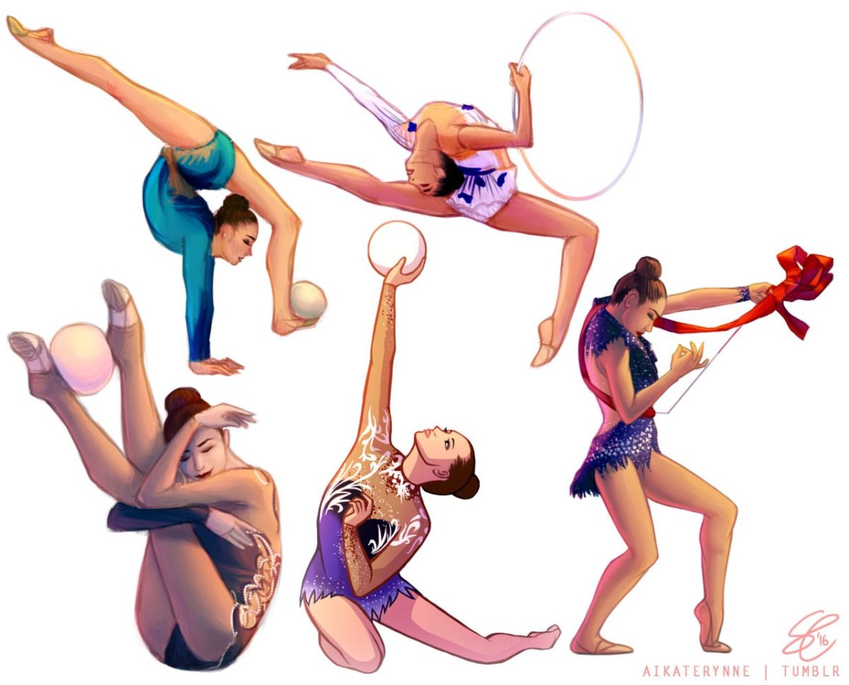 Гимнастка с лентой силуэт