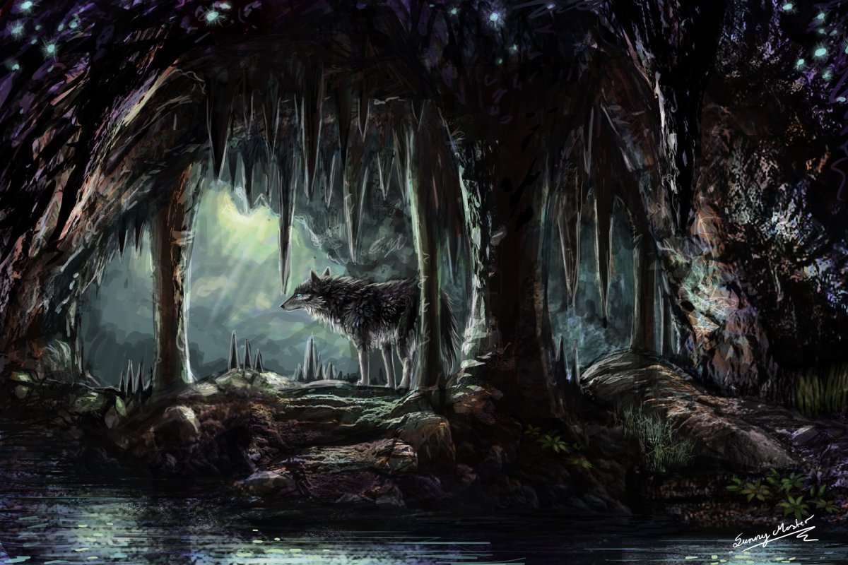 Пещера со сталактитами фэнтези