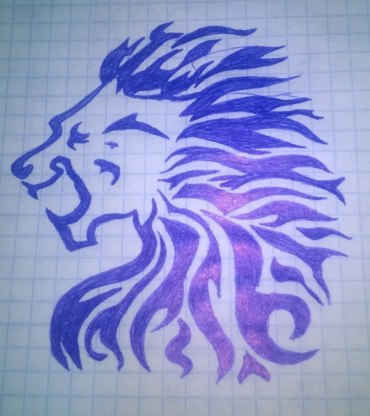 Рисование синей ручкой