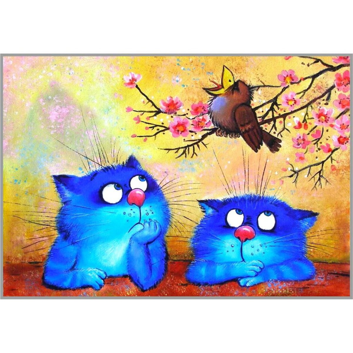 Синий кот с надписями