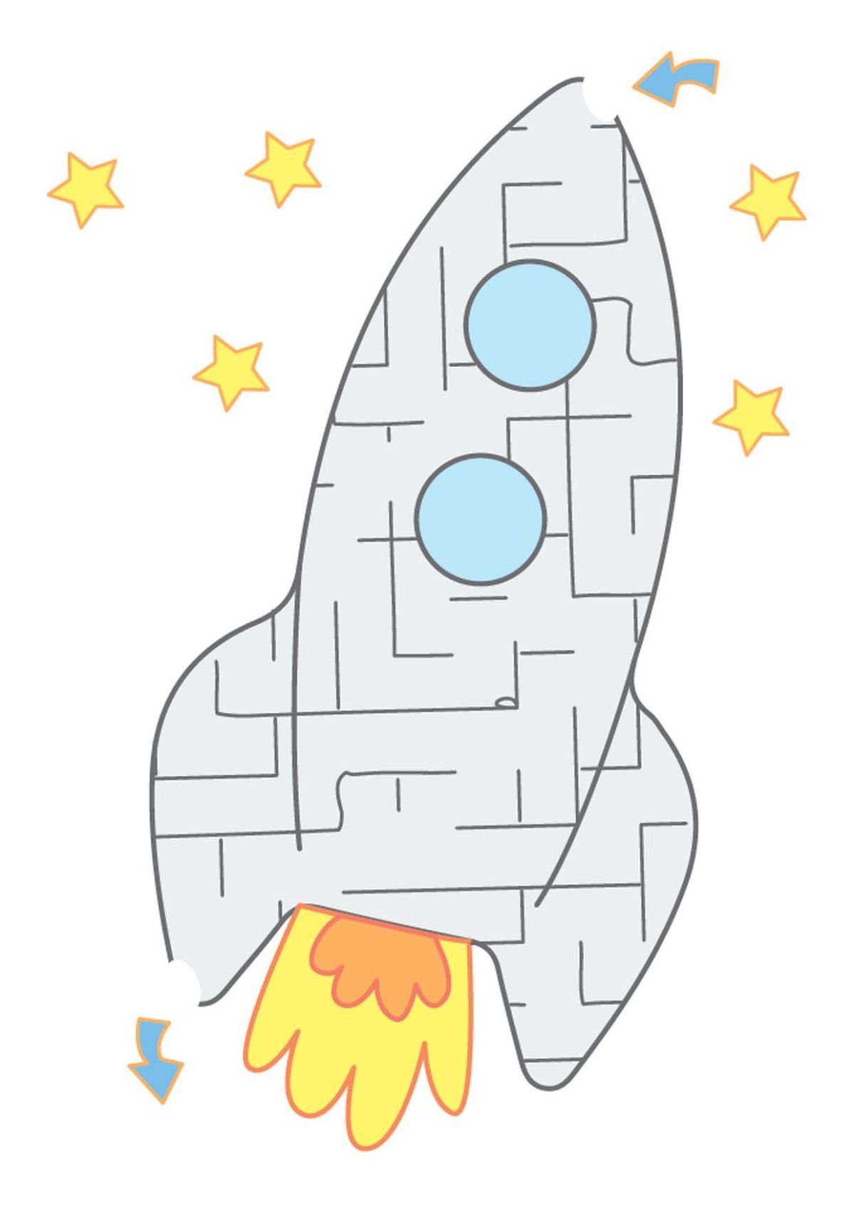 Лабиринт с ракетой для дошкольников