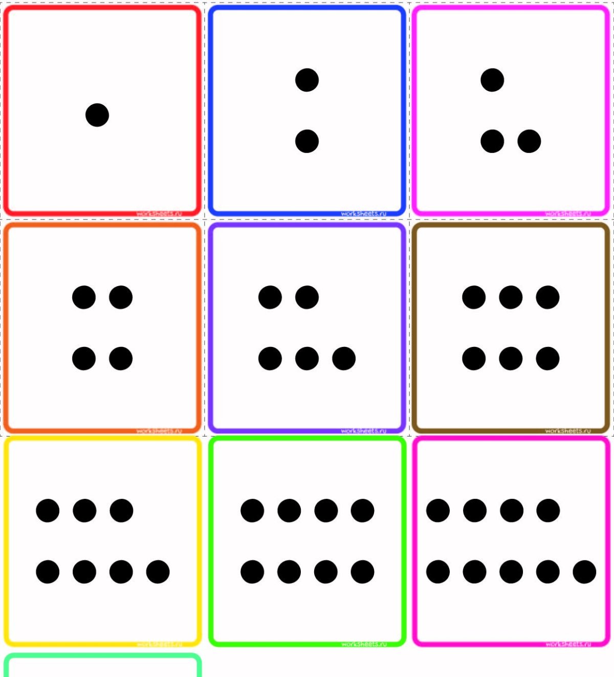 Числовые карточки с точками