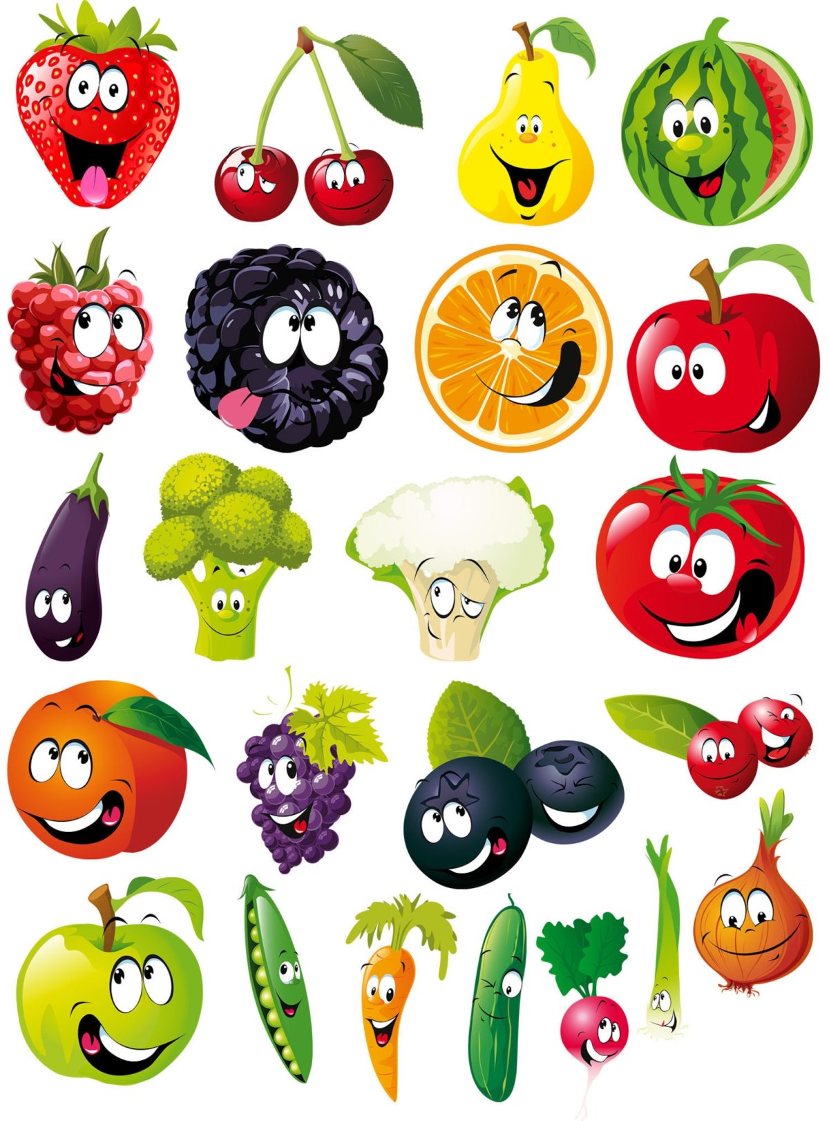 Веселые овощи и фрукты