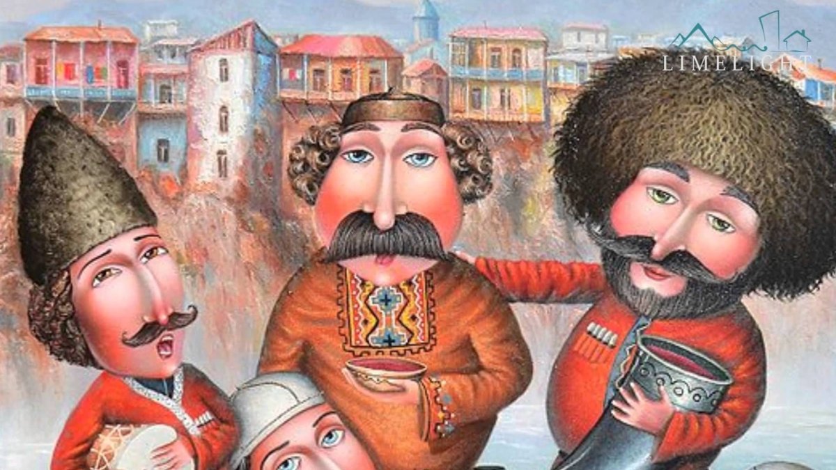 Рисунки Мартиашвили застолье грузинское