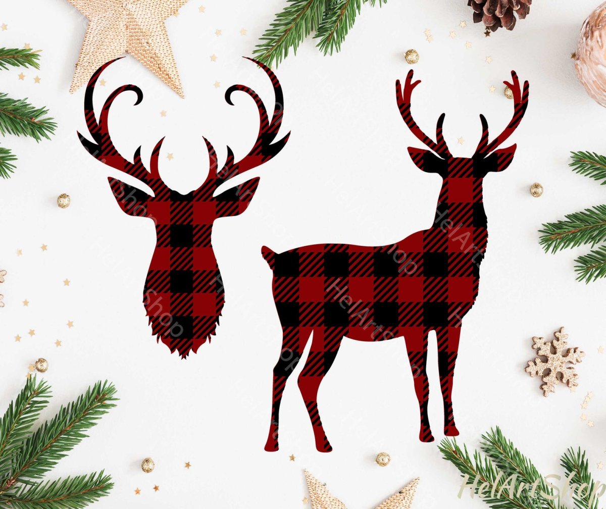 Новогодние олени акварель вектор