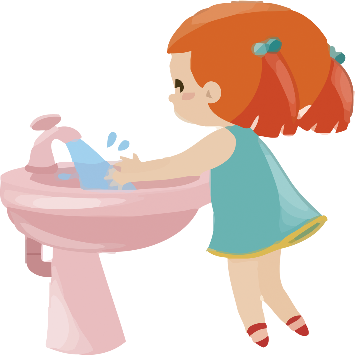 Девочка умывается для детей