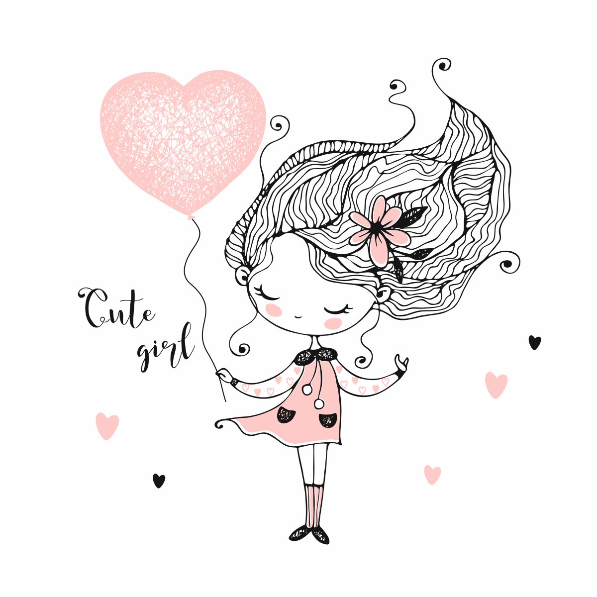 Маленькие рисунки девочки с шариком