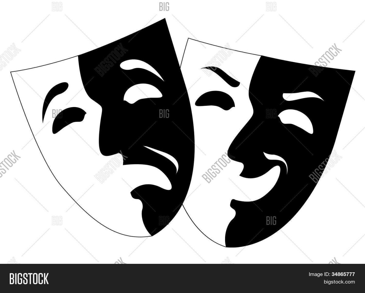 Театральные маски черно белые