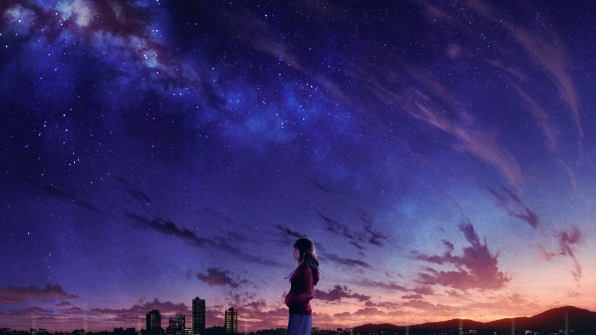 Девушка и звездное небо