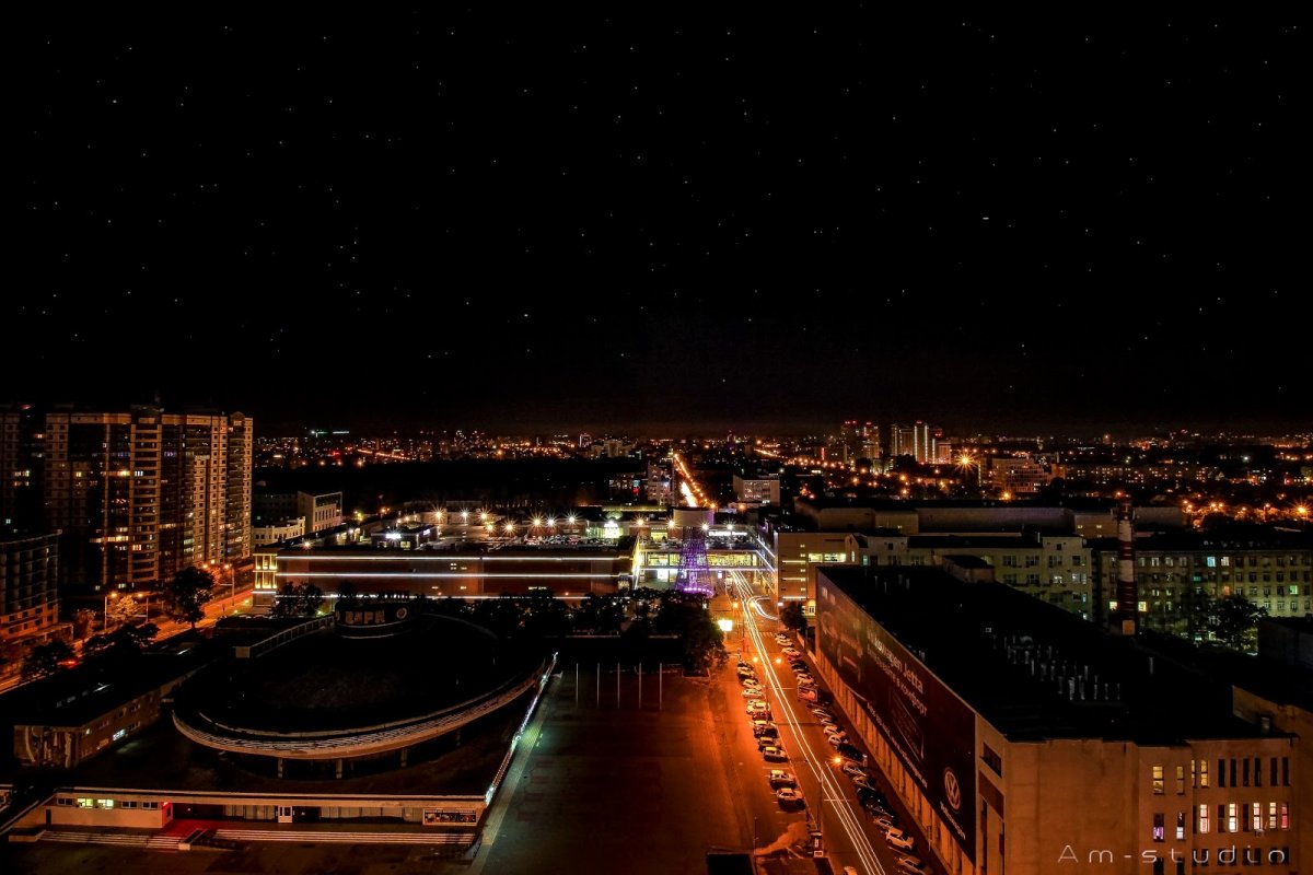 Ночной Краснодар с высоты птичьего полета