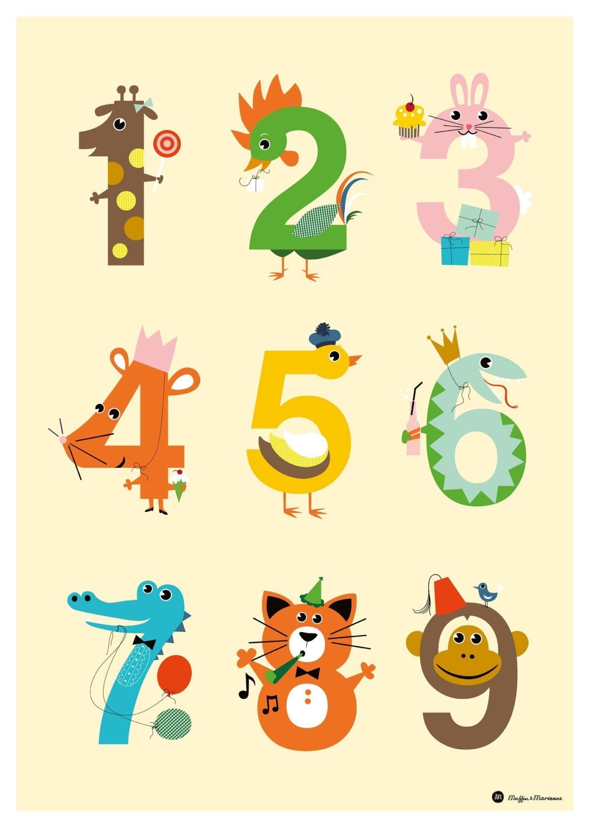 Цифры в виде мультяшек