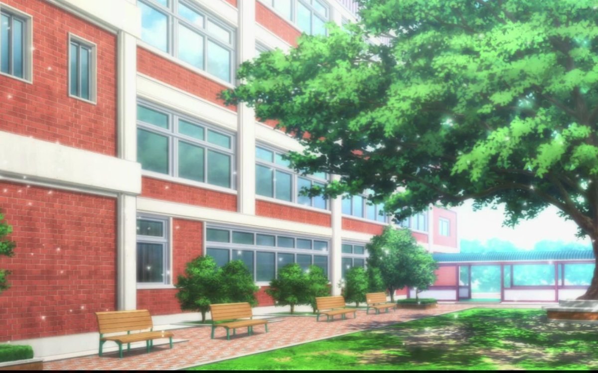 Улица около школы аниме