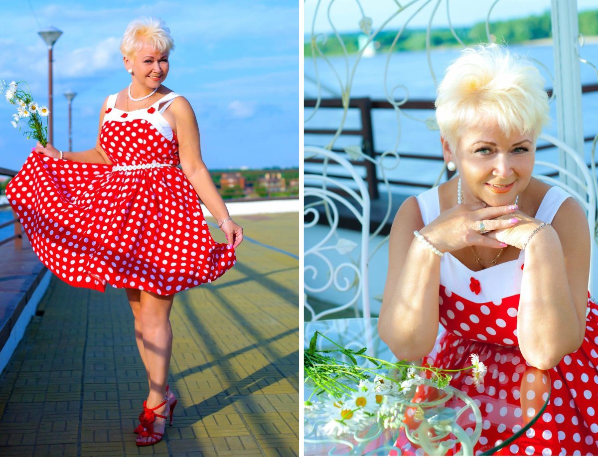 Бабушка в красивом платье в полный рост