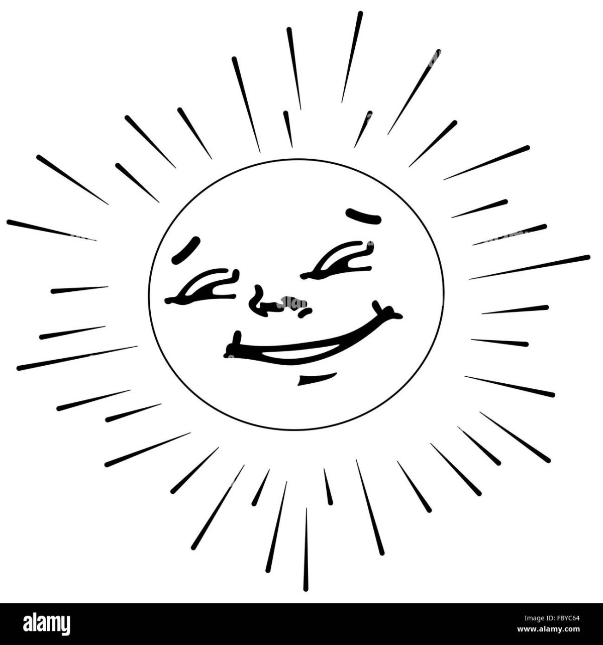 Солнце лучи рисунок черно белый