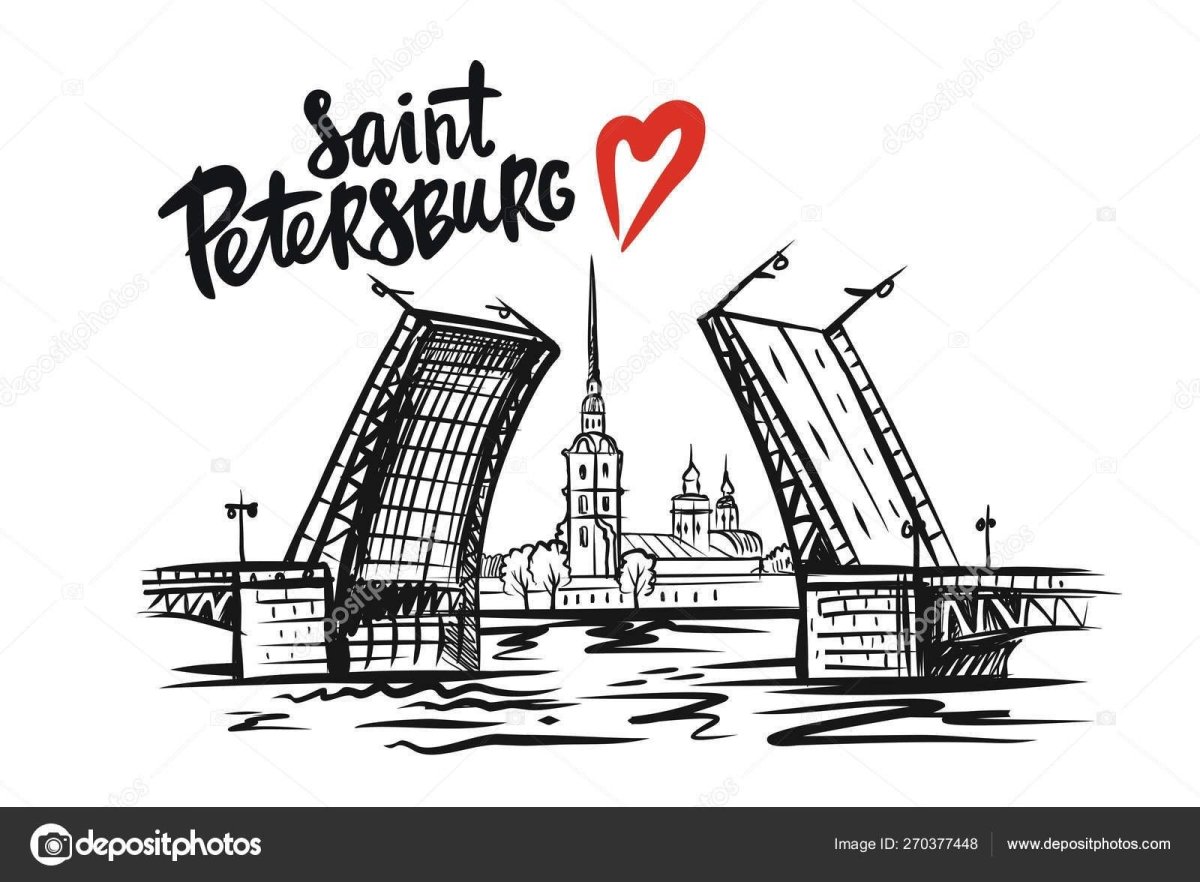 Разводные мосты в Санкт-Петербурге вектор