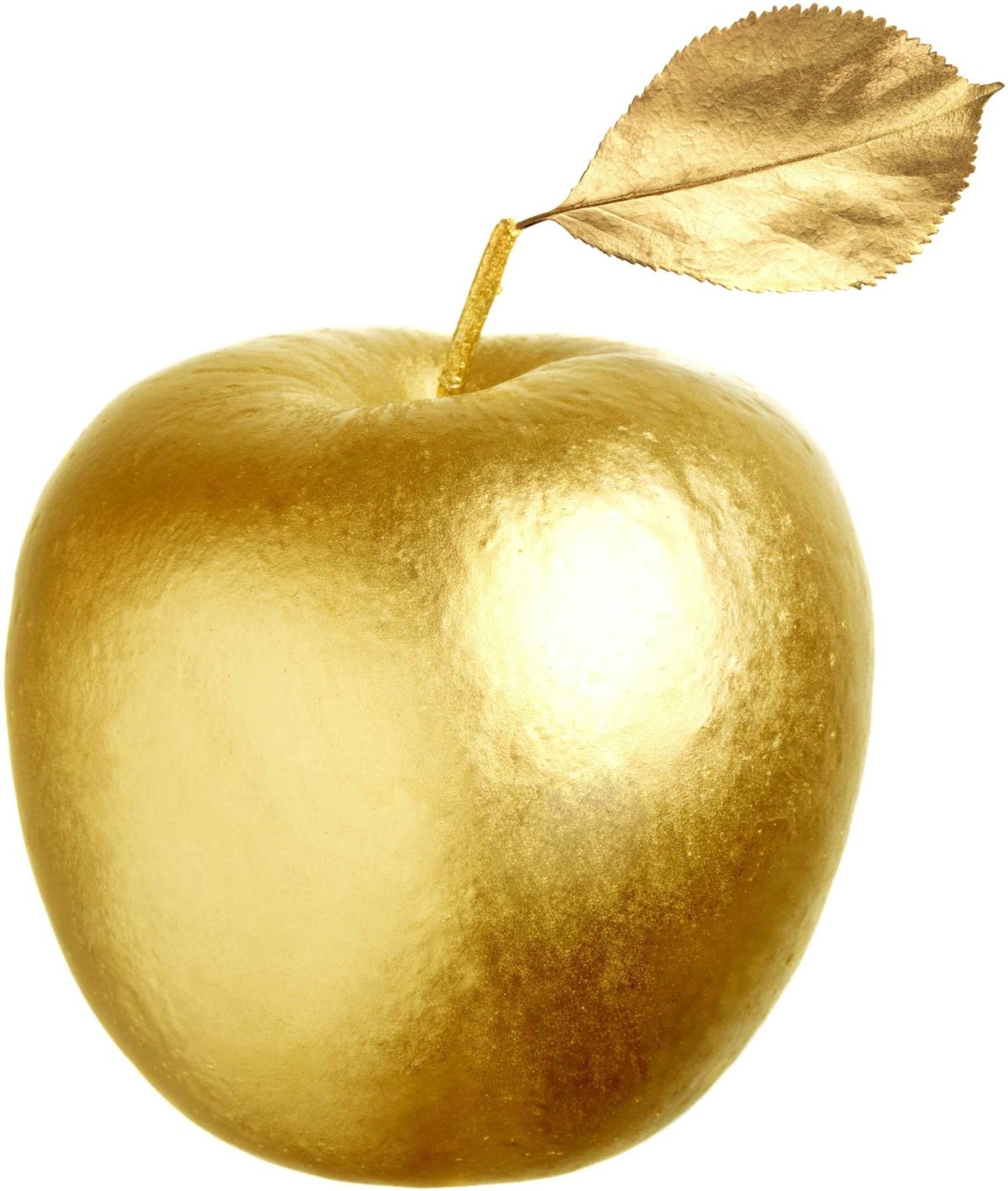 Яблоко с золотом на белом фоне