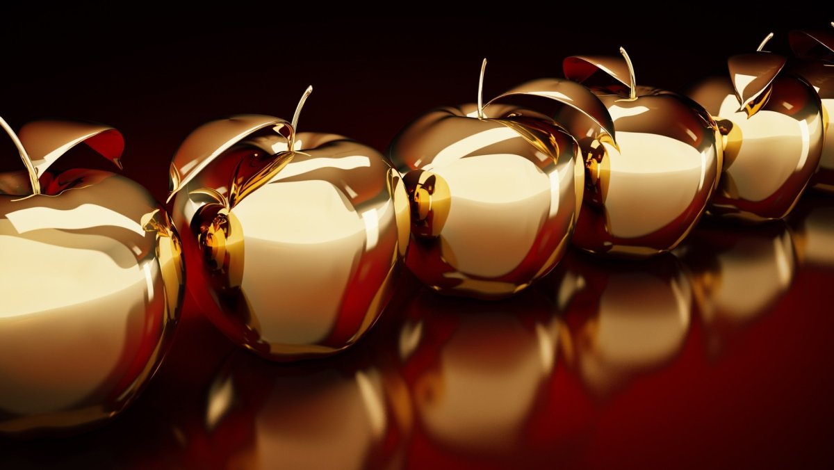 Открытка золотые яблоки