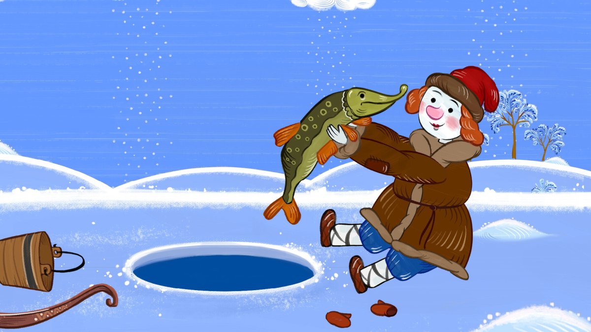 По щучьему велению Емеля на печи