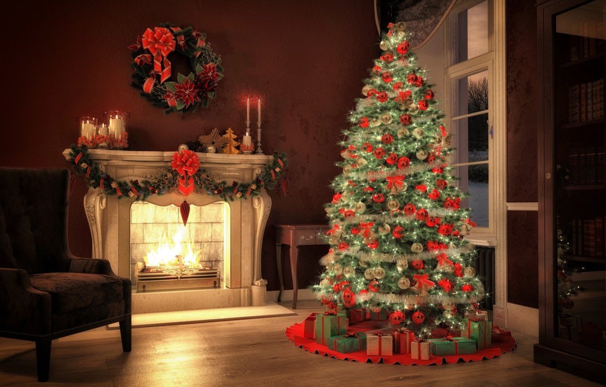 Новогодний фон с елкой