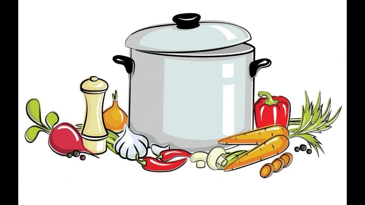 Рисование кастрюля с овощами
