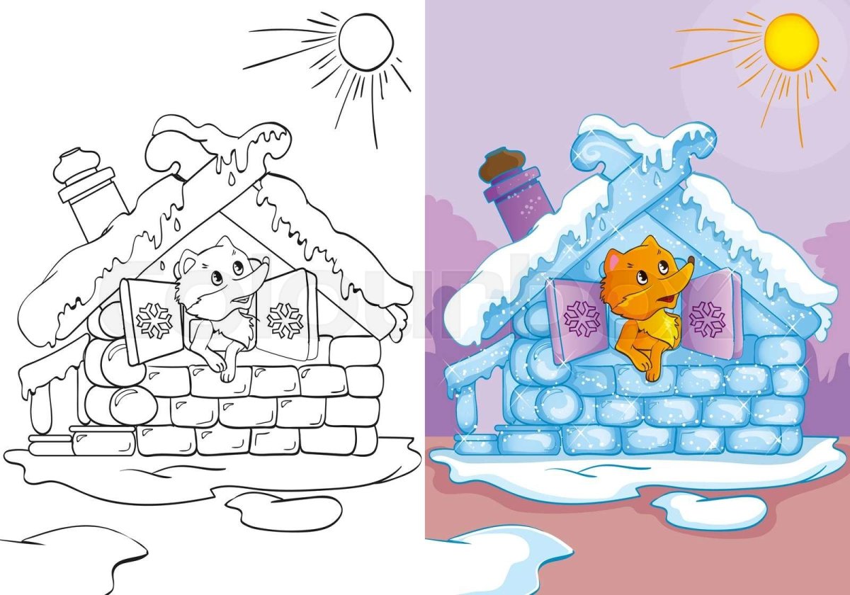 Ледяная избушка раскраска