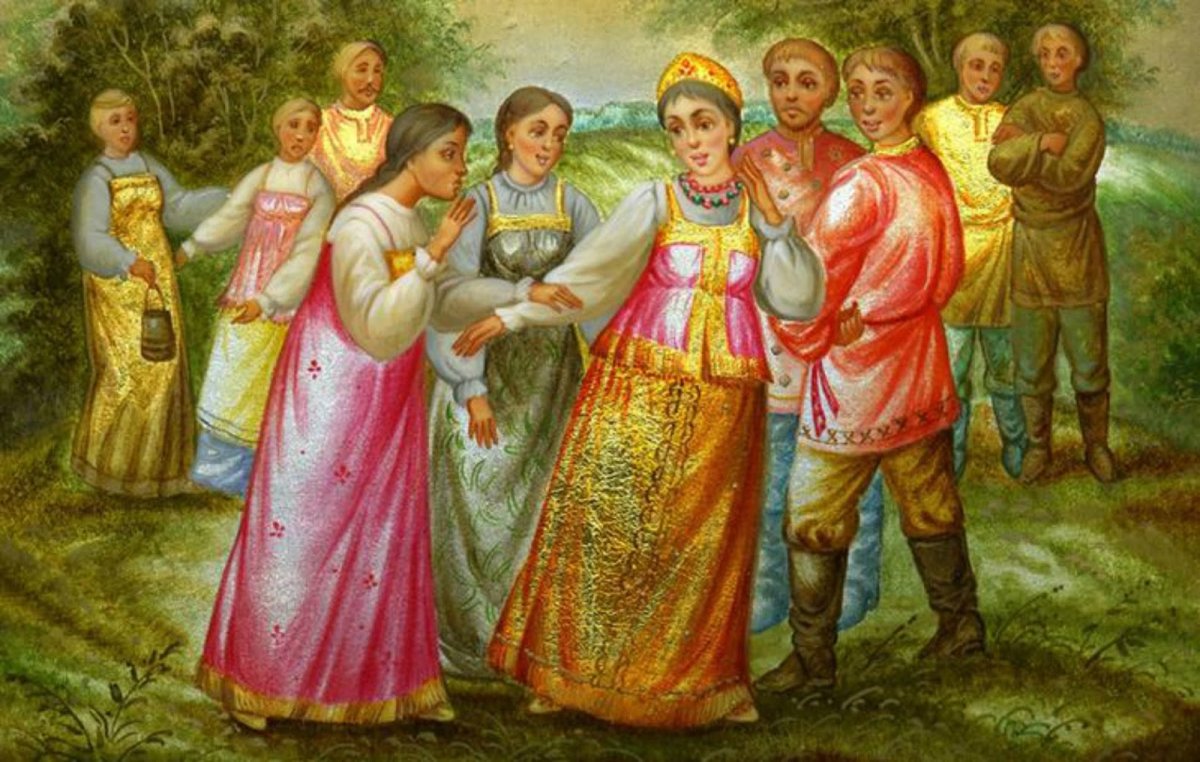 Федоскинская лаковая миниатюра хоровод