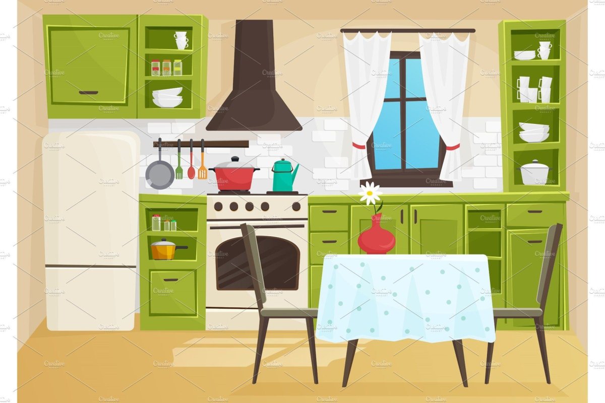 Интерьер кухни вектор