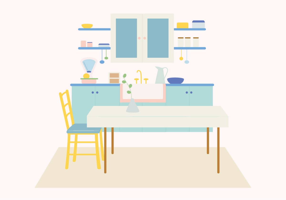 Кухня Flat иллюстрации