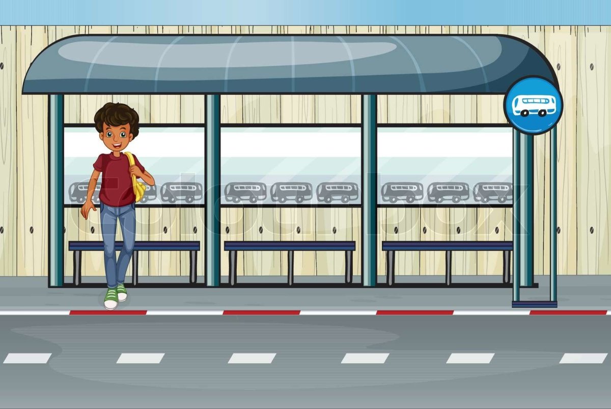 Автобусная остановка рисунок