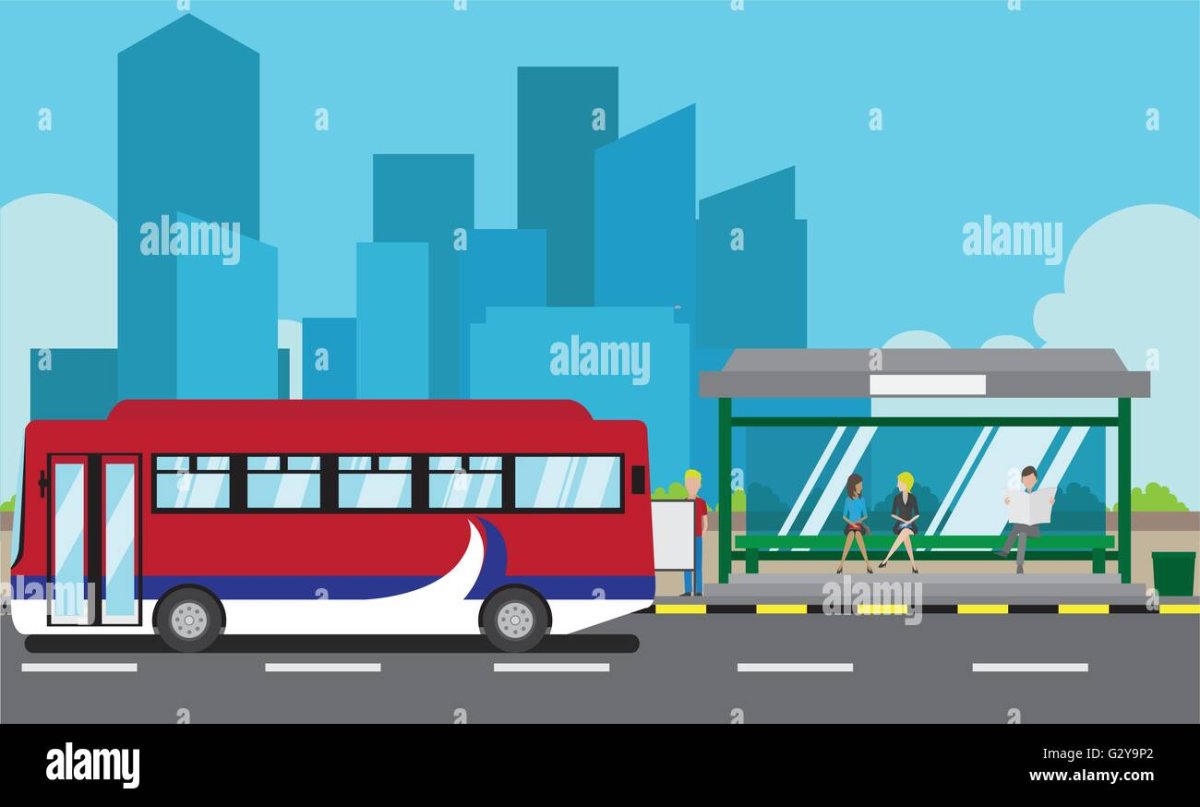 Автобус и автобусная остановка для детей