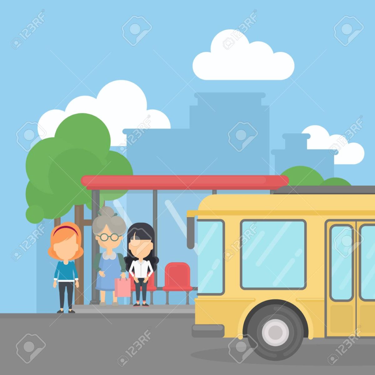 Рисунок остановки автобуса