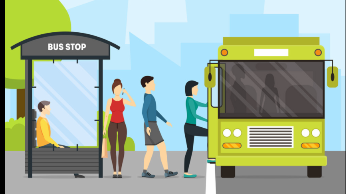 Автобусная остановка на прозрачном фоне