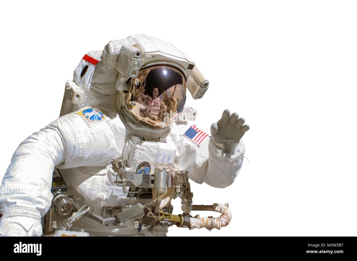 Мужчина космонавт на белом фоне
