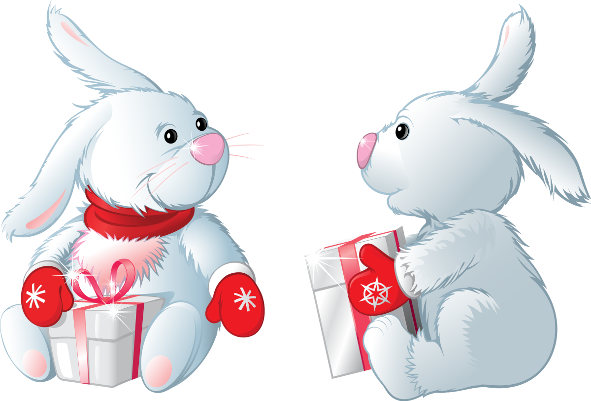 Новогодний зайчик на прозрачном фоне