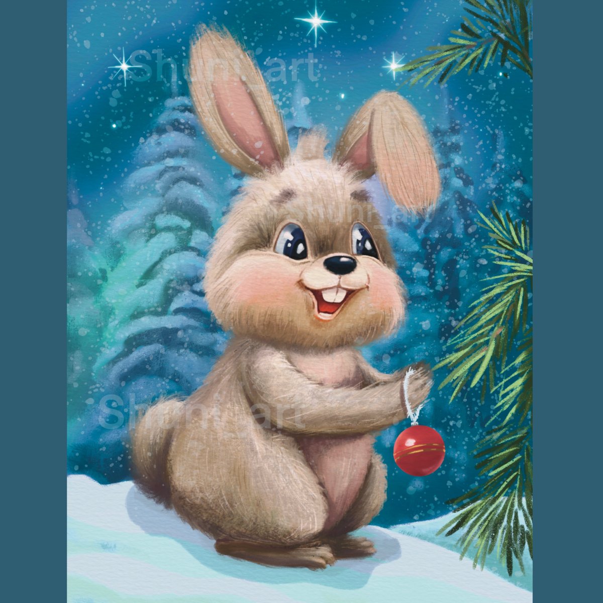 Рисунок зайца на новый год