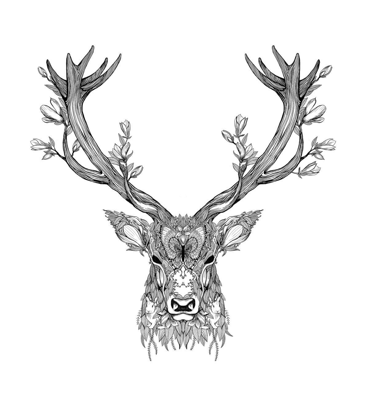 Голова оленя тату эскиз